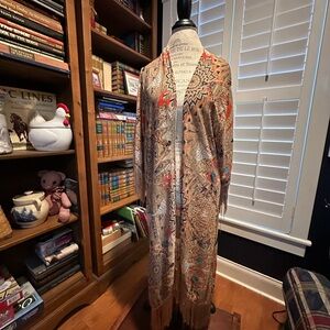 Hayden Beige and Red Patterned Scarf